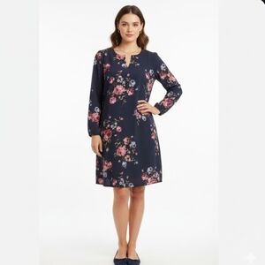 Cool Melon Dark Blue Floral Long Sleeve Dress, Size XL